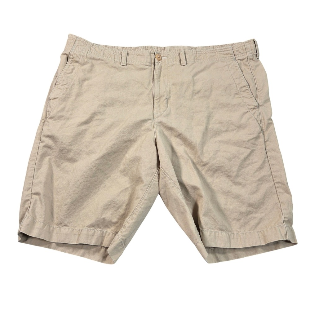 Tommy Bahama Shorts Mens XXL Tan Khaki Pima Cotton Linen Blend Elastic Back